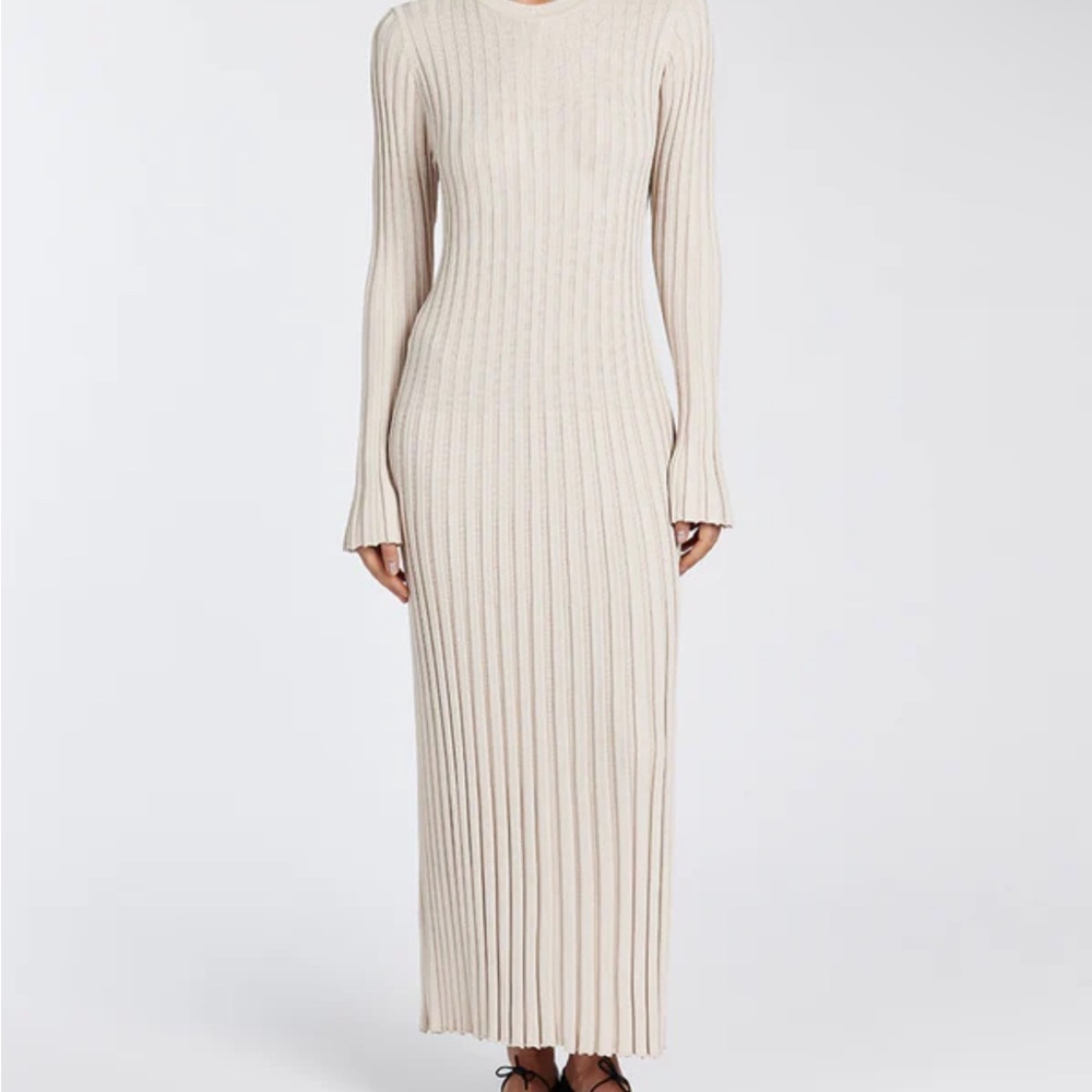 Dissh Ada Stone Elegant Cream Knit Maxi Dress